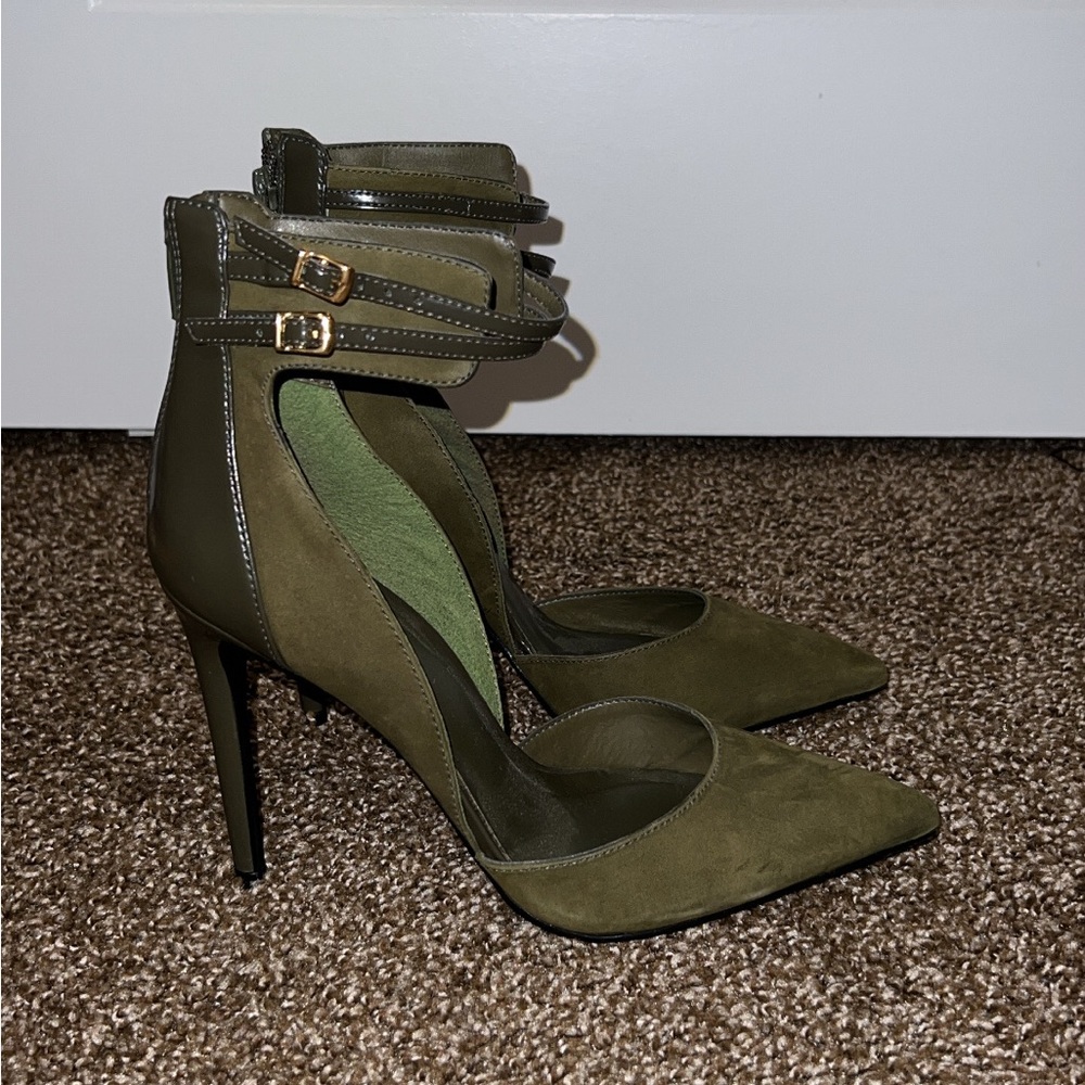 Olive Green Suede Pumps